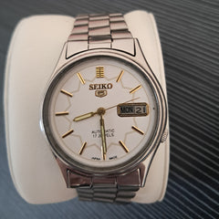 Vintage Seiko 5 Automatic GreyandWhite