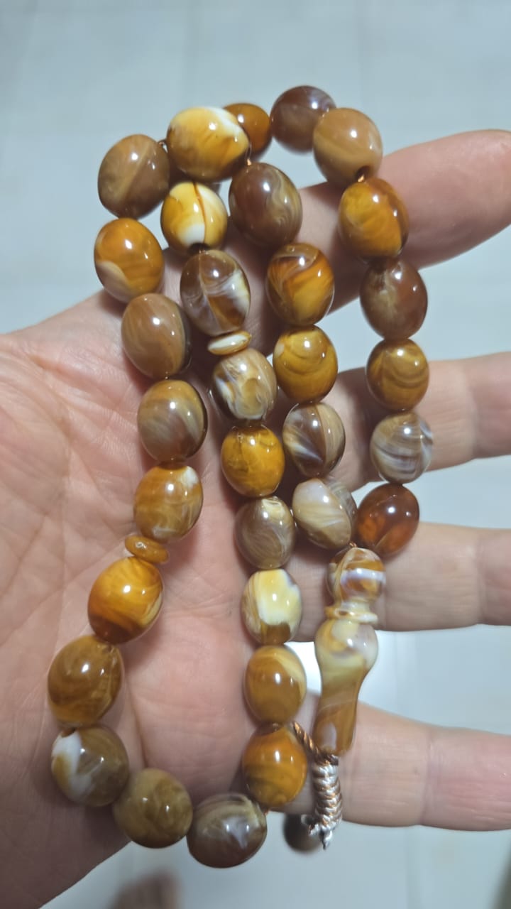 A misbaha made of natural amber