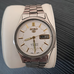 Vintage Seiko 5 Automatic GreyandWhite