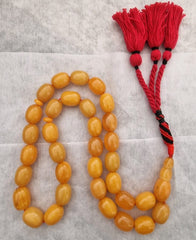 Vintage German Bakelite Misbaha – Egg Yolk Butterscotch Amber Color – Made in 1927